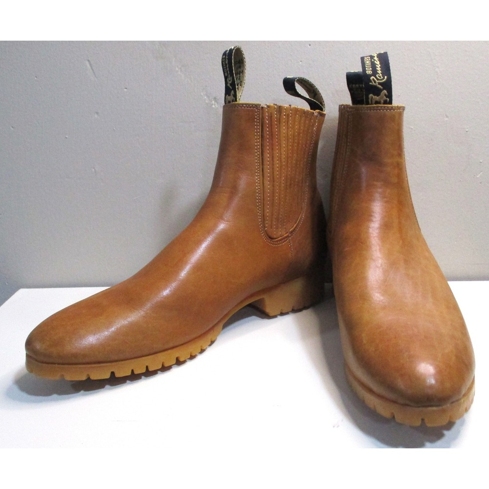 Botines Ramirez Tan Leather Chelsea Boots Lug Sole Pull On Western Style Men10.5